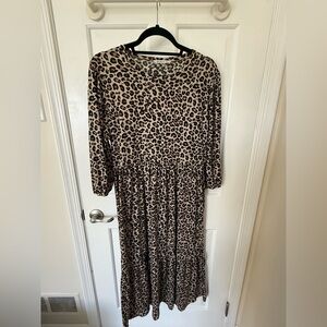 Stradivarius Leopard Print Midi Dress